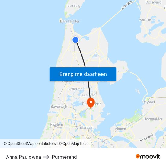 Anna Paulowna to Purmerend map