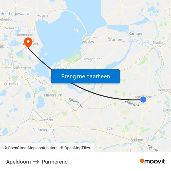 Apeldoorn to Purmerend map