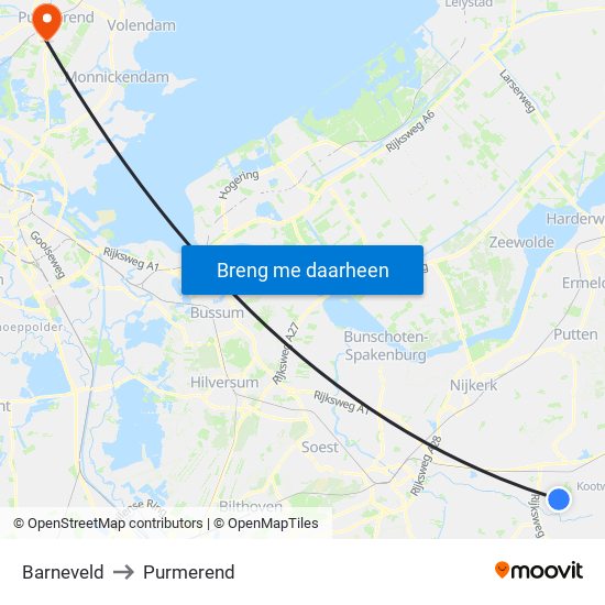 Barneveld to Purmerend map
