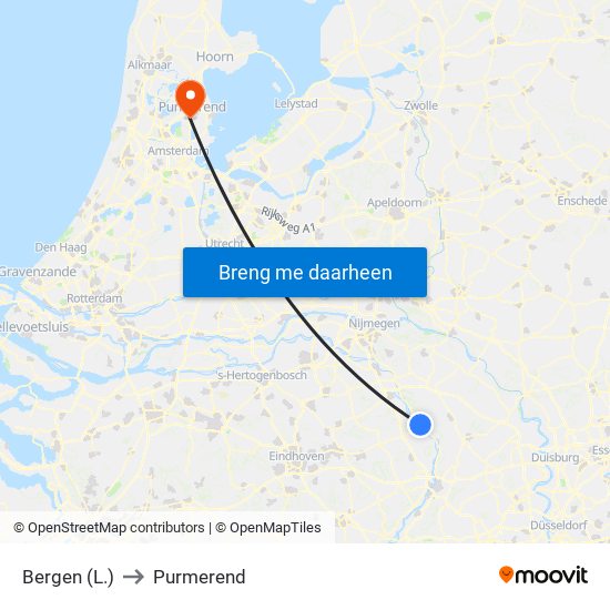 Bergen (L.) to Purmerend map