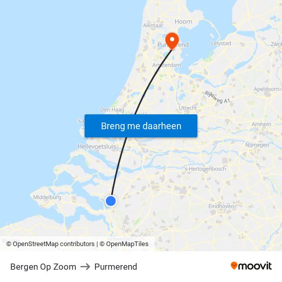 Bergen Op Zoom to Purmerend map