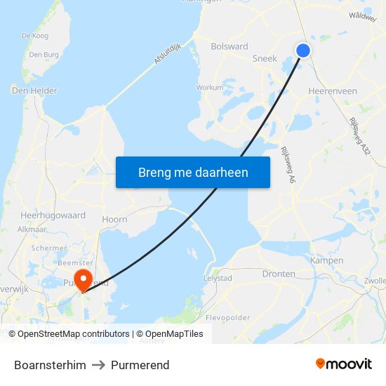 Boarnsterhim to Purmerend map