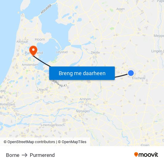 Borne to Purmerend map