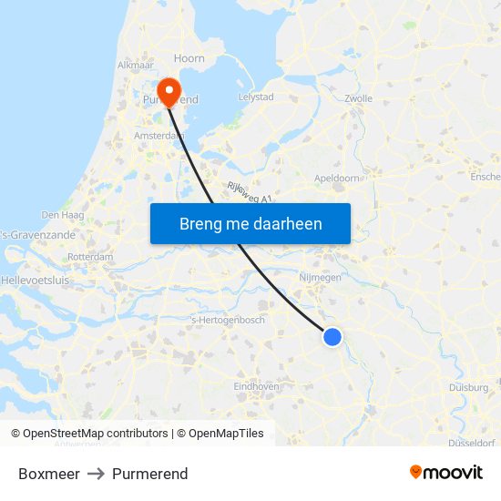 Boxmeer to Purmerend map