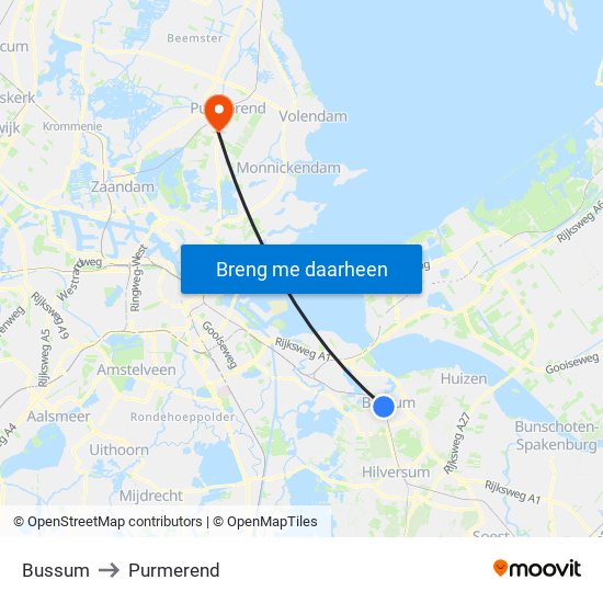 Bussum to Purmerend map