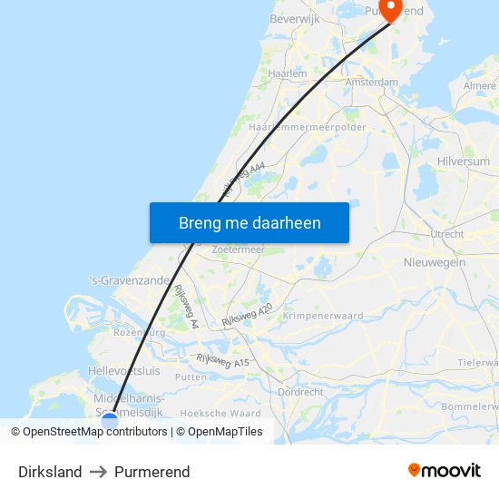 Dirksland to Purmerend map