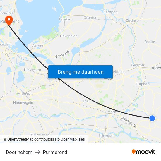 Doetinchem to Purmerend map