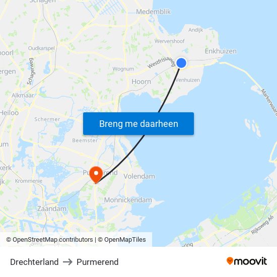 Drechterland to Purmerend map