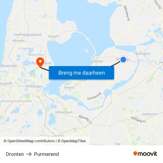 Dronten to Purmerend map