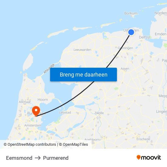 Eemsmond to Purmerend map