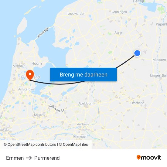 Emmen to Purmerend map