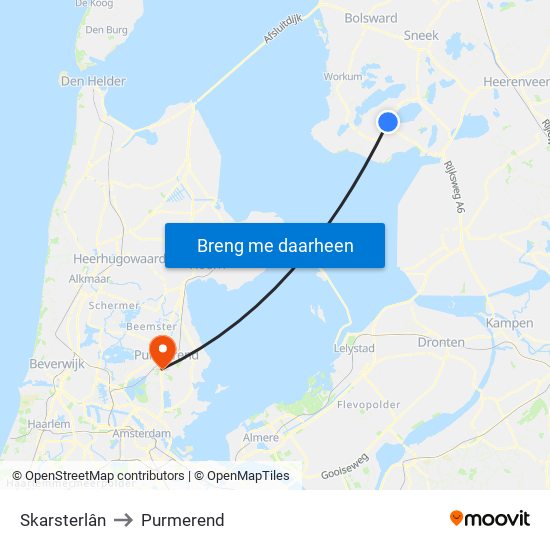 Skarsterlân to Purmerend map