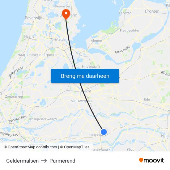 Geldermalsen to Purmerend map