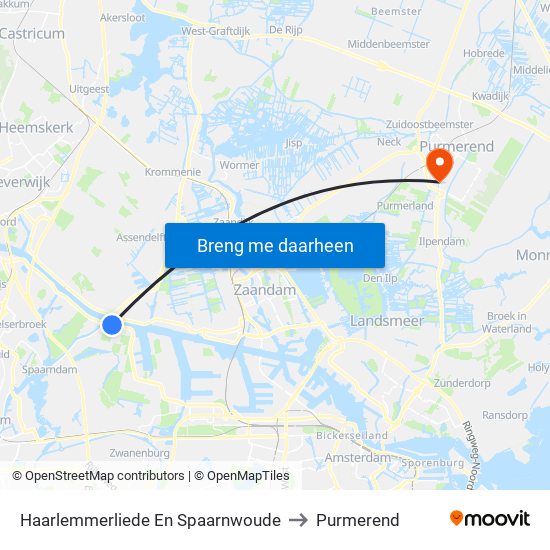 Haarlemmerliede En Spaarnwoude to Purmerend map