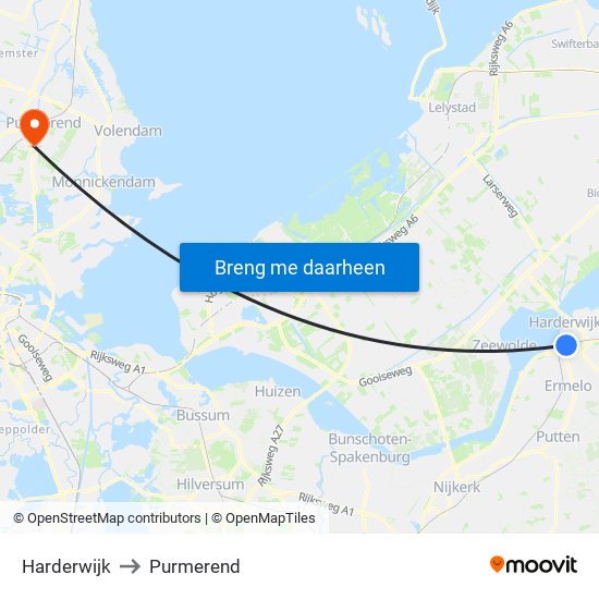 Harderwijk to Purmerend map