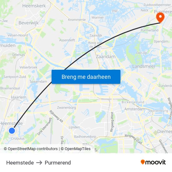 Heemstede to Purmerend map