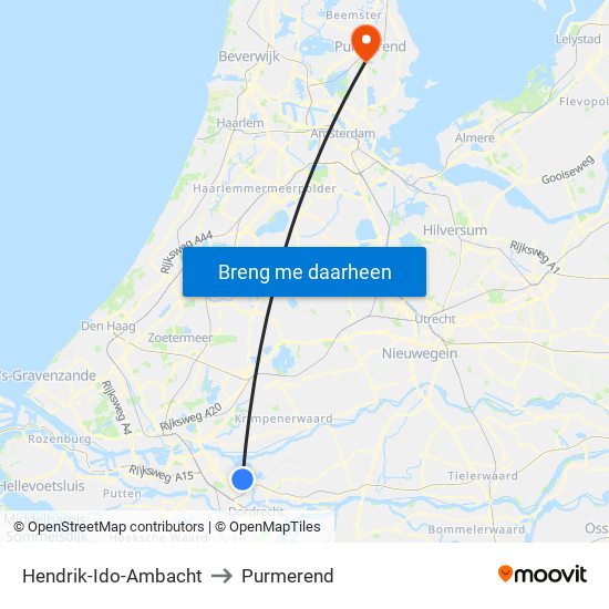 Hendrik-Ido-Ambacht to Purmerend map