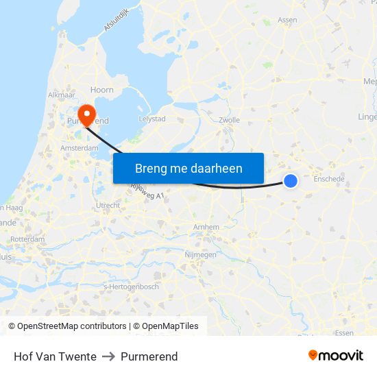 Hof Van Twente to Purmerend map