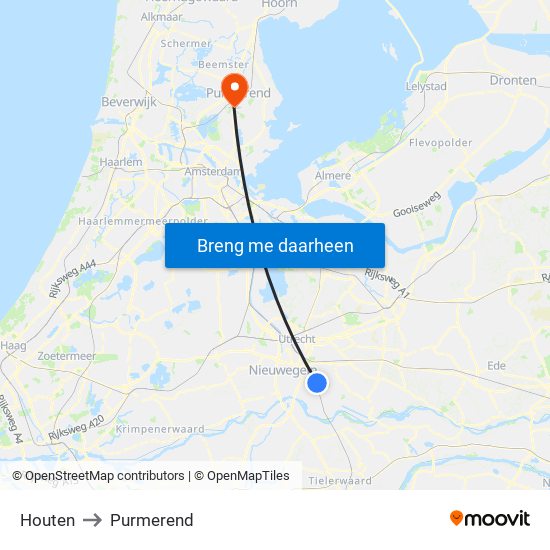 Houten to Purmerend map