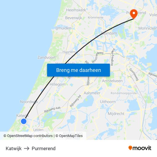 Katwijk to Purmerend map