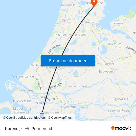 Korendijk to Purmerend map