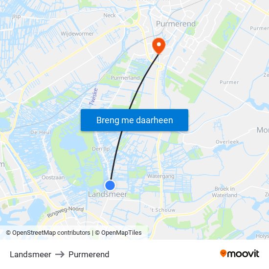 Landsmeer to Purmerend map