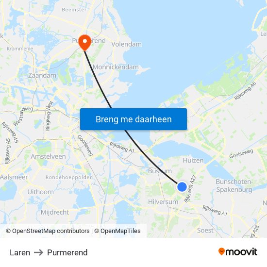 Laren to Purmerend map