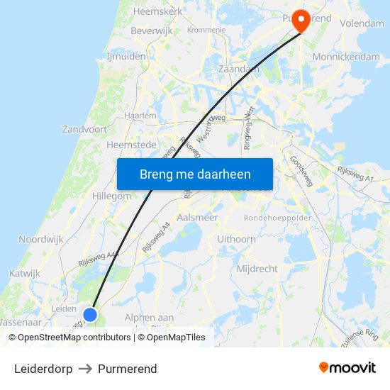 Leiderdorp to Purmerend map