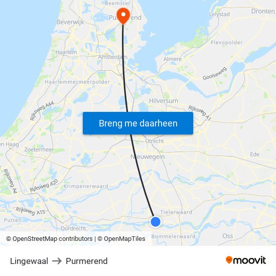 Lingewaal to Purmerend map