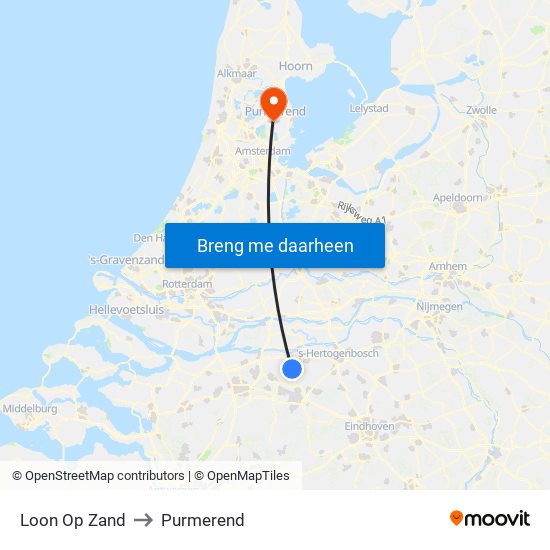 Loon Op Zand to Purmerend map