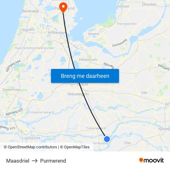 Maasdriel to Purmerend map