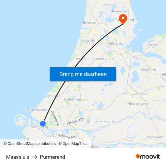 Maassluis to Purmerend map