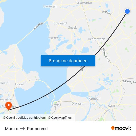 Marum to Purmerend map