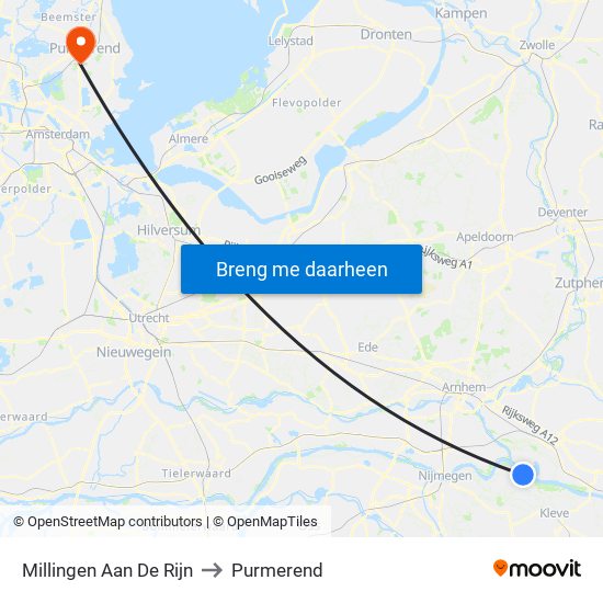 Millingen Aan De Rijn to Purmerend map