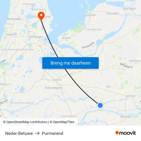 Neder-Betuwe to Purmerend map