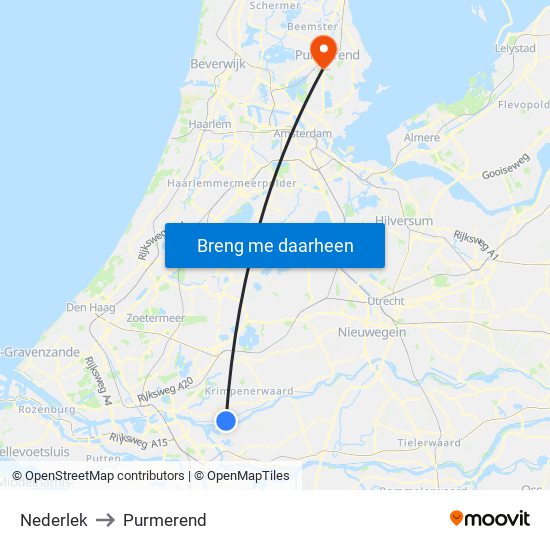 Nederlek to Purmerend map