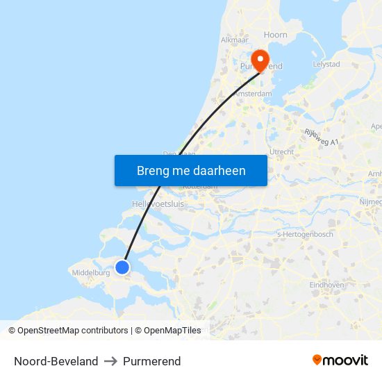 Noord-Beveland to Purmerend map