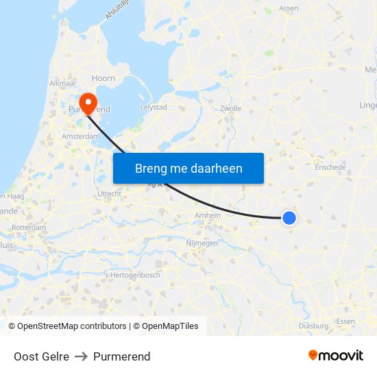 Oost Gelre to Purmerend map