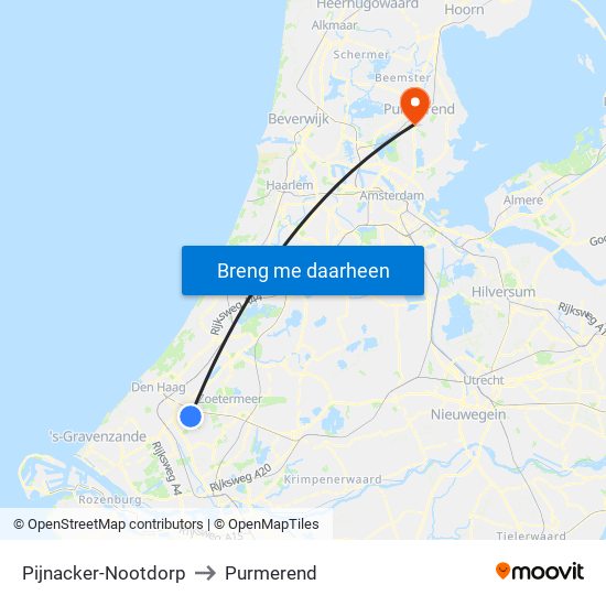 Pijnacker-Nootdorp to Purmerend map