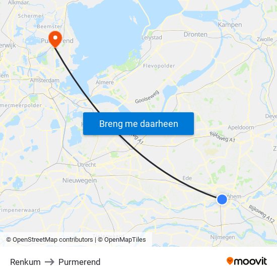 Renkum to Purmerend map