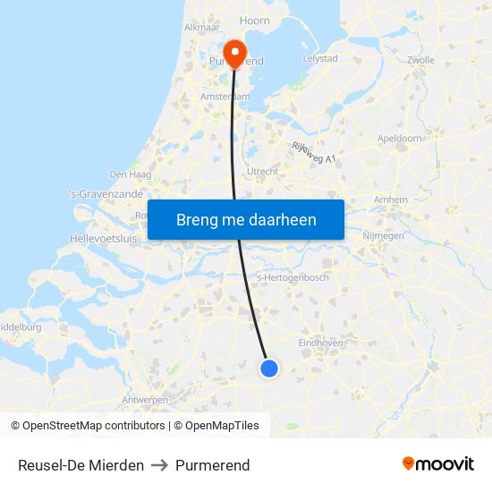 Reusel-De Mierden to Purmerend map