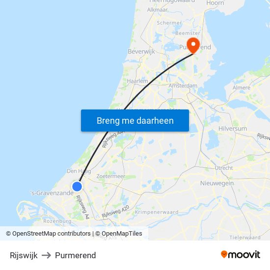 Rijswijk to Purmerend map