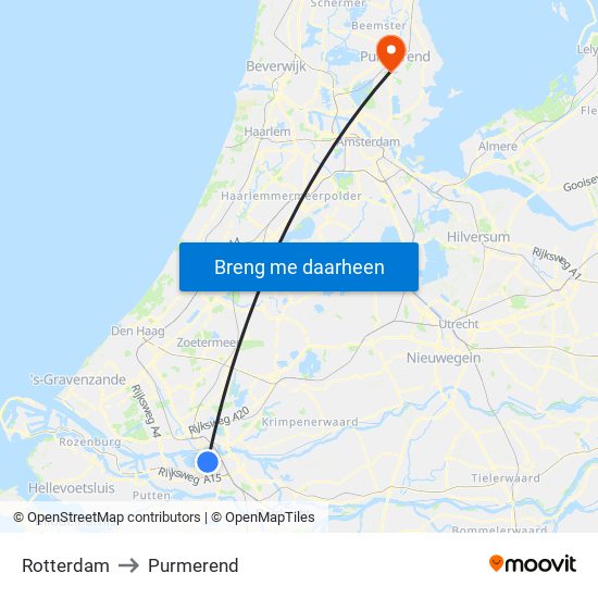 Rotterdam to Purmerend map