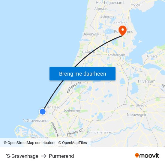 'S-Gravenhage to Purmerend map