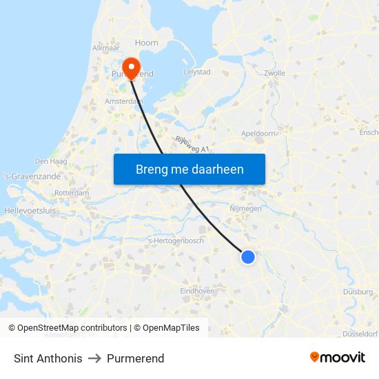 Sint Anthonis to Purmerend map