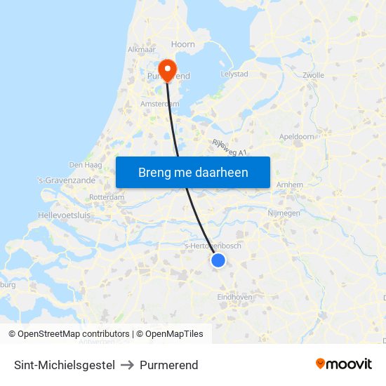 Sint-Michielsgestel to Purmerend map