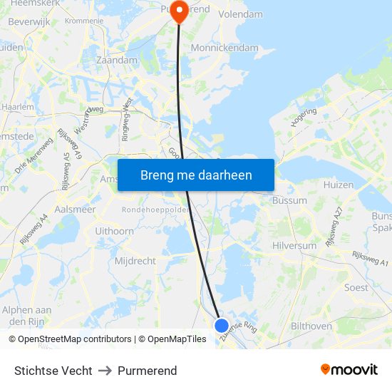 Stichtse Vecht to Purmerend map