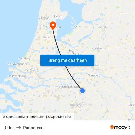 Uden to Purmerend map