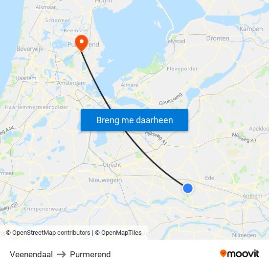 Veenendaal to Purmerend map