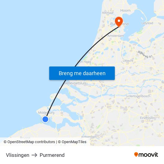 Vlissingen to Purmerend map